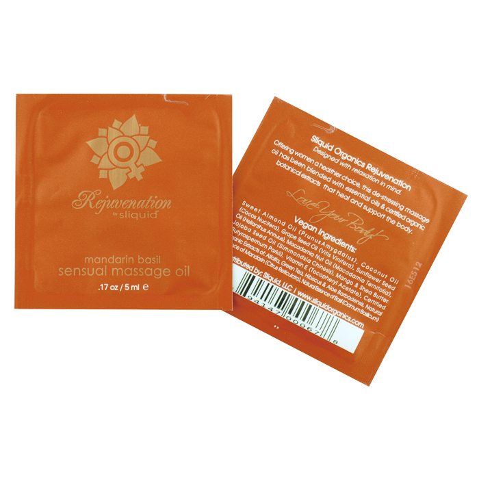 Sliquid Organics Massage Oil Pillow Pac Sampler-Rejuvenation-Mandarin Basil-5ml