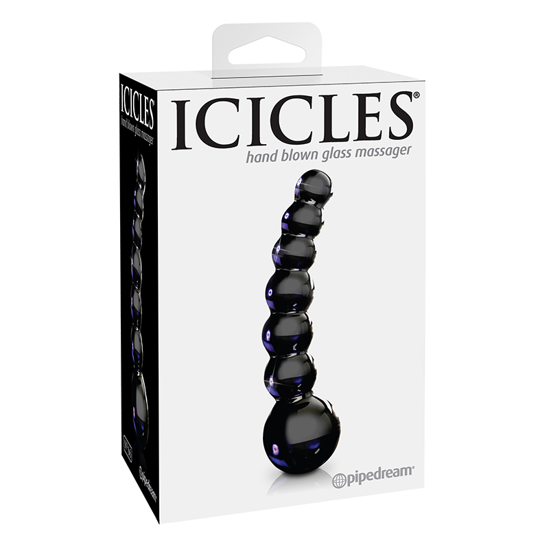 Pipedream Icicles Black Glass Dildo | Condoms Canada